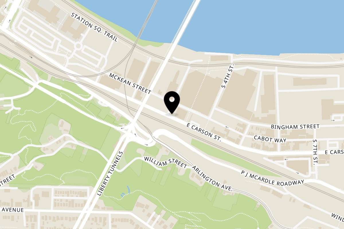 Map showing the location of Chace's Cafe' on 301 E Carson St in Pittsburgh